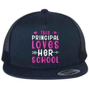 This Principal Loves Her School Valentines Day Gift Cute Gift Flat Bill Trucker Hat