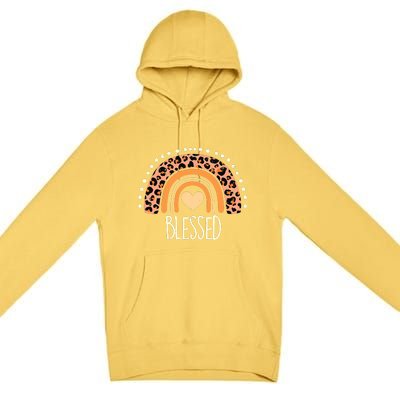 Thankful Pumpkin Leopard Boho Rainbow Happy Thanksgiving Premium Pullover Hoodie