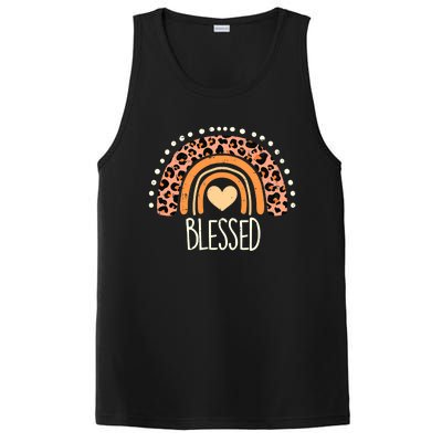 Thankful Pumpkin Leopard Boho Rainbow Happy Thanksgiving PosiCharge Competitor Tank