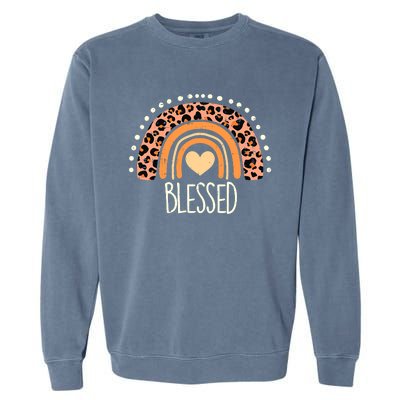 Thankful Pumpkin Leopard Boho Rainbow Happy Thanksgiving Garment-Dyed Sweatshirt