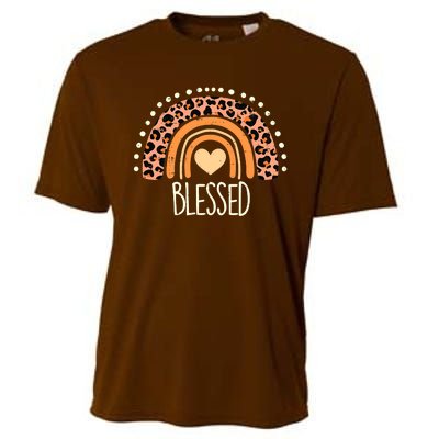 Thankful Pumpkin Leopard Boho Rainbow Happy Thanksgiving Cooling Performance Crew T-Shirt