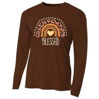 Thankful Pumpkin Leopard Boho Rainbow Happy Thanksgiving Cooling Performance Long Sleeve Crew