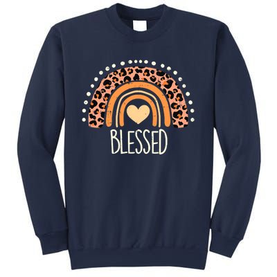 Thankful Pumpkin Leopard Boho Rainbow Happy Thanksgiving Sweatshirt