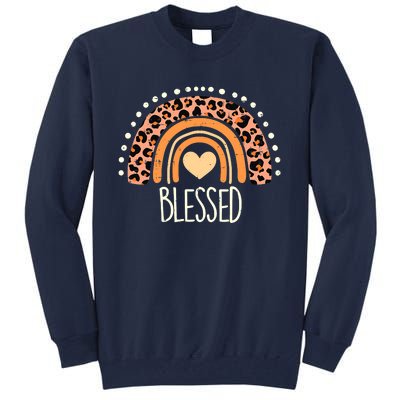 Thankful Pumpkin Leopard Boho Rainbow Happy Thanksgiving Tall Sweatshirt