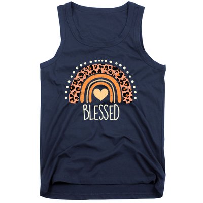 Thankful Pumpkin Leopard Boho Rainbow Happy Thanksgiving Tank Top