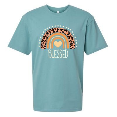 Thankful Pumpkin Leopard Boho Rainbow Happy Thanksgiving Sueded Cloud Jersey T-Shirt