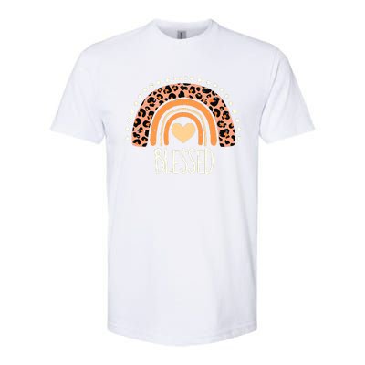 Thankful Pumpkin Leopard Boho Rainbow Happy Thanksgiving Softstyle CVC T-Shirt