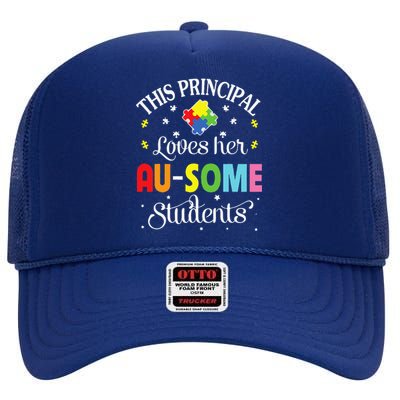 This Principal Loves Her Ausome Autism Awesome Student High Crown Mesh Back Trucker Hat