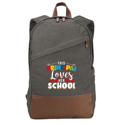 This Principal Loves Her School Principal Day Best Principal Cute Gift Cotton Canvas Backpack