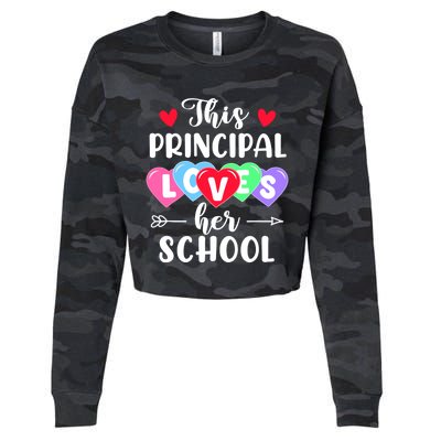 This Principal Loves Her School Gift Funny Valentine's Day Gift Cropped Pullover Crew