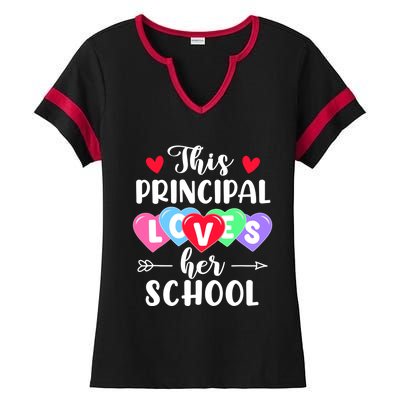 This Principal Loves Her School Gift Funny Valentine's Day Gift Ladies Halftime Notch Neck Tee