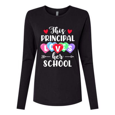 This Principal Loves Her School Gift Funny Valentine's Day Gift Womens Cotton Relaxed Long Sleeve T-Shirt