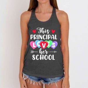 This Principal Loves Her School Gift Funny Valentine's Day Gift Women's Knotted Racerback Tank