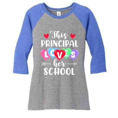 This Principal Loves Her School Gift Funny Valentine's Day Gift Women's Tri-Blend 3/4-Sleeve Raglan Shirt