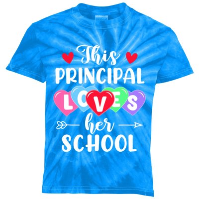 This Principal Loves Her School Gift Funny Valentine's Day Gift Kids Tie-Dye T-Shirt