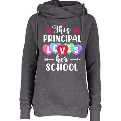 This Principal Loves Her School Gift Funny Valentine's Day Gift Womens Funnel Neck Pullover Hood