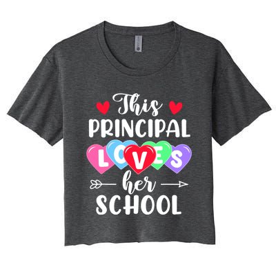 This Principal Loves Her School Gift Funny Valentine's Day Gift Women's Crop Top Tee