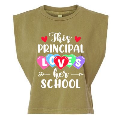 This Principal Loves Her School Gift Funny Valentine's Day Gift Garment-Dyed Women's Muscle Tee