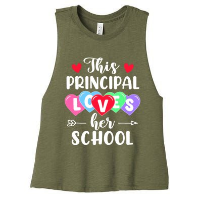 This Principal Loves Her School Gift Funny Valentine's Day Gift Women's Racerback Cropped Tank