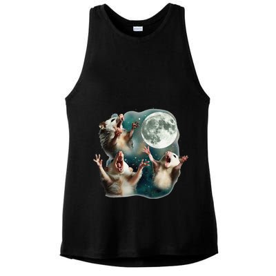 Three Possum Moon 3 Opossum Funny Weird Cursed Meme Ladies PosiCharge Tri-Blend Wicking Tank