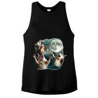 Three Possum Moon 3 Opossum Funny Weird Cursed Meme Ladies PosiCharge Tri-Blend Wicking Tank