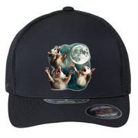 Three Possum Moon 3 Opossum Funny Weird Cursed Meme Flexfit Unipanel Trucker Cap