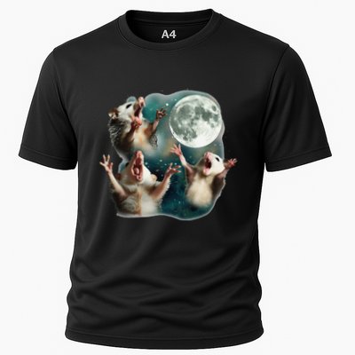 Three Possum Moon 3 Opossum Funny Weird Cursed Meme Performance Shirt