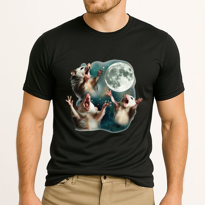 Three Possum Moon 3 Opossum Funny Weird Cursed Meme Performance Shirt
