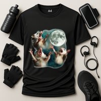 Three Possum Moon 3 Opossum Funny Weird Cursed Meme Performance Shirt