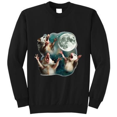 Three Possum Moon 3 Opossum Funny Weird Cursed Meme Sweatshirt