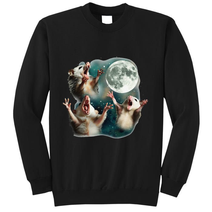 Three Possum Moon 3 Opossum Funny Weird Cursed Meme Sweatshirt