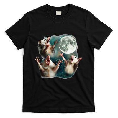 Three Possum Moon 3 Opossum Funny Weird Cursed Meme T-Shirt