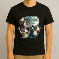 Three Possum Moon 3 Opossum Funny Weird Cursed Meme T-Shirt