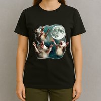 Three Possum Moon 3 Opossum Funny Weird Cursed Meme T-Shirt