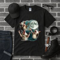 Three Possum Moon 3 Opossum Funny Weird Cursed Meme Tall T-Shirt