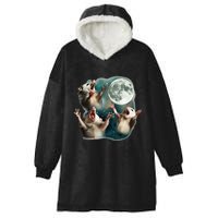 Three Possum Moon 3 Opossum Funny Weird Cursed Meme Hooded Wearable Blanket