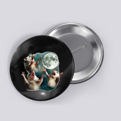 Three Possum Moon 3 Opossum Funny Weird Cursed Meme Button