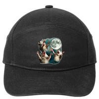 Three Possum Moon 3 Opossum Funny Weird Cursed Meme 7-Panel Snapback Hat