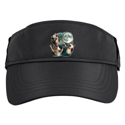 Three Possum Moon 3 Opossum Funny Weird Cursed Meme Adult Drive Performance Visor