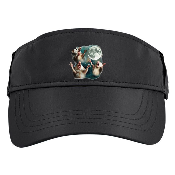 Three Possum Moon 3 Opossum Funny Weird Cursed Meme Adult Drive Performance Visor