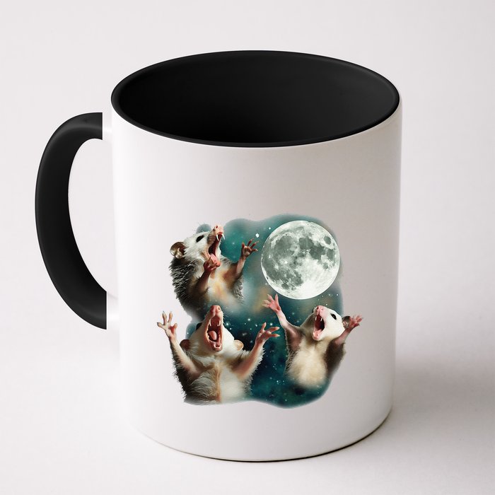 Three Possum Moon 3 Opossum Funny Weird Cursed Meme Mug