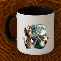 Three Possum Moon 3 Opossum Funny Weird Cursed Meme Mug