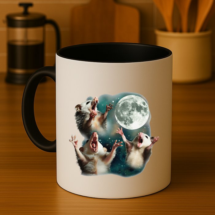 Three Possum Moon 3 Opossum Funny Weird Cursed Meme Mug