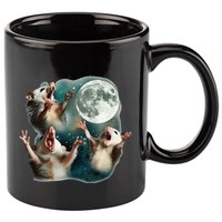 Three Possum Moon 3 Opossum Funny Weird Cursed Meme 11oz C Handle Ceramic Mug
