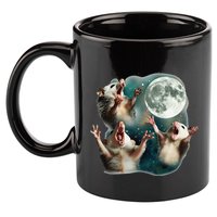 Three Possum Moon 3 Opossum Funny Weird Cursed Meme 11oz C Handle Ceramic Mug
