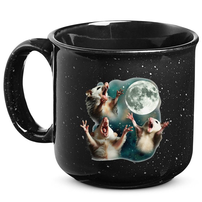 Three Possum Moon 3 Opossum Funny Weird Cursed Meme 15oz Campfire Ceramic Mug