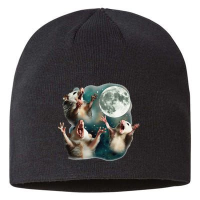 Three Possum Moon 3 Opossum Funny Weird Cursed Meme Sustainable Beanie