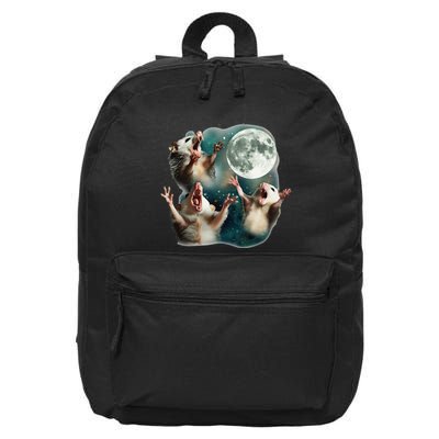 Three Possum Moon 3 Opossum Funny Weird Cursed Meme 16 in Basic Backpack
