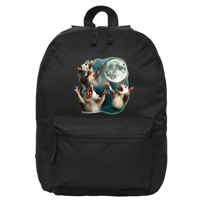 Three Possum Moon 3 Opossum Funny Weird Cursed Meme 16 in Basic Backpack