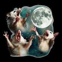 Three Possum Moon 3 Opossum Funny Weird Cursed Meme 16 in Basic Backpack